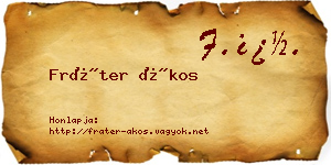 Fráter Ákos névjegykártya